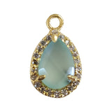 Prehnite Natural Semi Precious Gemstone Pear Briolette 8X10 MM Connectors With Setted CZ Pave 24K Gold Plated Over Silver Bezel Charms