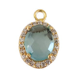 Prehnite Natural Semi Precious Gemstone Oval Briolette 12X15 MM Connectors With Setted CZ Pave 24K Gold Plated Over Silver Bezel Charms