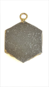 White Druzy Stone Necklace for Jewelry Making 10mm 12mm 18mm 8MM Hexagon Bezel Charms Connectors 24K Gold Plated Over 925 Sterling Silver