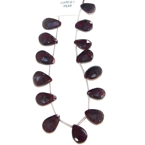 Faceted Garnet Pear Bead Strand, Natural Gemstone, Jewelry Making