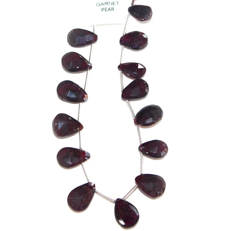 Faceted Garnet Pear Bead Strand, Natural Gemstone, Jewelry Making