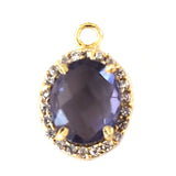 Amethyst Quartz Hydro Gemstone Oval Briolette 12X15 MM Connectors With Setted CZ Pave 24K Gold Plated Over Silver Bezel Charms Jewelry