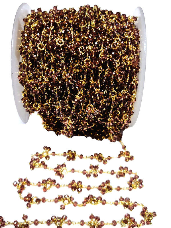 rhodolite garnet mystic gemstone bead chain 24k gold plated over silver, women jewelry making necklaces, earrings, and bracelets bead chain.