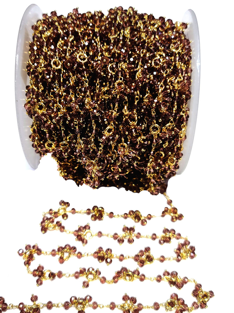 rhodolite garnet mystic gemstone bead chain 24k gold plated over silver, women jewelry making necklaces, earrings, and bracelets bead chain.