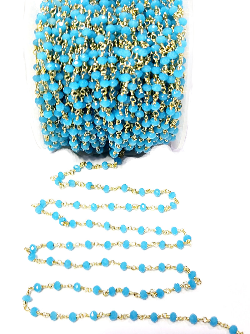 Dark Blue Peruvian Chalcedony quartz gemstone bead chain 24k gold plated over silver, women jewelry making necklaces, earrings, and bracelets bead chain.