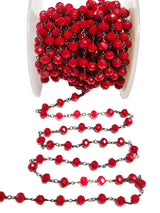 coral quartz faceted 6mm bead rosary chain.