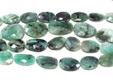 Emerald natural gemstone bead strands, flat-tumble-shaped 4-inch long bead strand, faceted bead size 7.5X9-8X13.5mm, handmade gemstone bead strand 20 carats, women jewelry making necklaces, earrings, and bracelets bead strands.