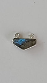 Labradorite Chevron/Half Hexagon Pendant - Boho Chic Gemstone Necklace with 925 Sterling Silver Elegance