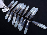 Bio solar quartz faceted bead size 11X8-11.5X8.5mm, 11X8-12X8.5mm, 9X31-10X37mm, 9.5X41-9.5X43mm.