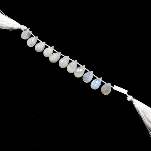 Rainbow Moonstone natural semi-precious gemstone bead strands, treadrop-shaped 4-inch long bead strand, faceted bead size 3.5X5-3.5X6mm handmade gemstone bead strand 21, Carat, women jewelry making necklaces, earrings, and bracelets bead strands.