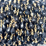black spinel semi-precious gemstone beads black oxidized antique rosary chain for a necklace, earrings, anklet, and bracelet making.