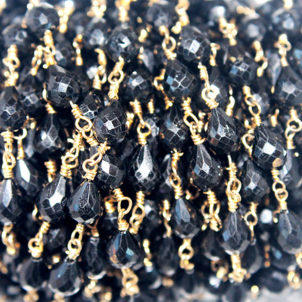 black spinel semi-precious gemstone beads black oxidized antique rosary chain for a necklace, earrings, anklet, and bracelet making.