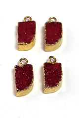 Red druzy tiger nail bezel charms, 7X12mm single bail 24k gold electroplated bezel pendants women jewelry making earrings, pendants, bracelets, necklaces, and DIY crafts.