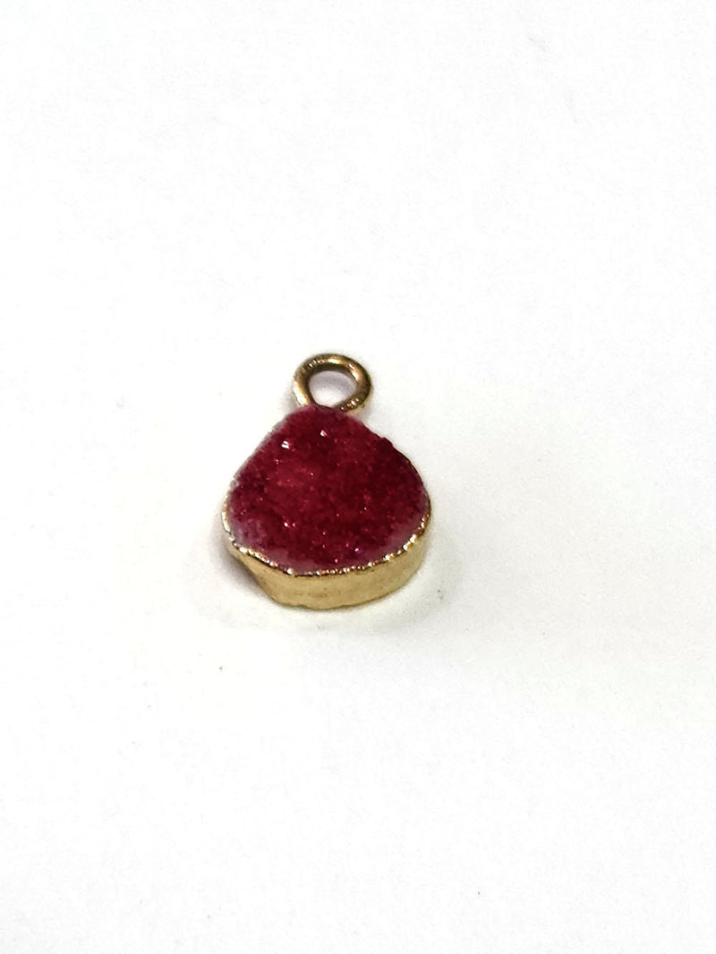 Red druzy heart bezel charms, 8mm heart 24k gold electroplated women jewelry making earrings, pendants, bracelets, necklaces, and DIY crafts.
