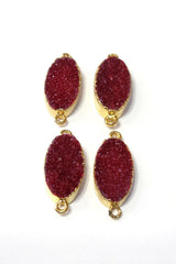 24k Gold electroplated - Kissed Red Druzy - Handmade Pendant Necklace - Gothy Elegance & Jewelry Gift