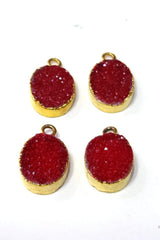 24k Gold electroplated - Kissed Red Druzy - Handmade Pendant Necklace - Gothy Elegance & Jewelry Gift