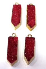 24k Gold electroplated - Kissed Red Druzy - Handmade Pendant Necklace - Gothy Elegance & Jewelry Gift
