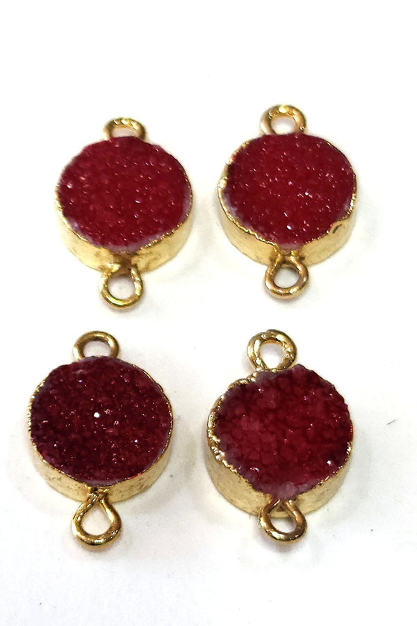 24k Gold electroplated -Kissed Red Druzy - Handmade Pendant Necklace - Gothy Elegance & Jewelry Gift