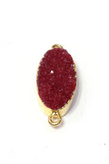 24k Gold electroplated - Kissed Red Druzy - Handmade Pendant Necklace - Gothy Elegance & Jewelry Gift