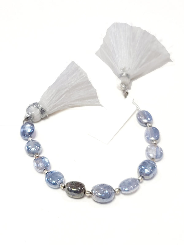 Mystic Blue Kyanite Smooth Oval 4 inch Bead Strand 4.5X6-4X6.5 MM & 13 Carats Natural Gemstone Birthstone Women Jewelry Making Earrings