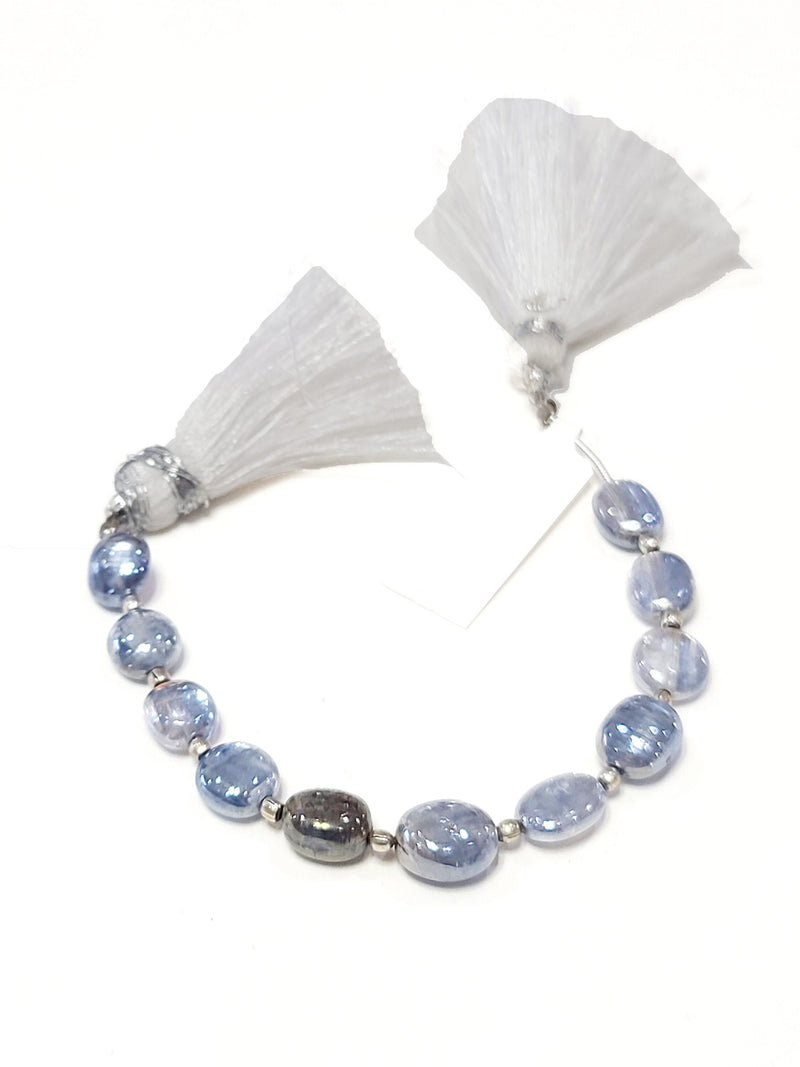 Mystic Blue Kyanite Smooth Oval 4 inch Bead Strand 4.5X6-4X6.5 MM & 13 Carats Natural Gemstone Birthstone Women Jewelry Making Earrings
