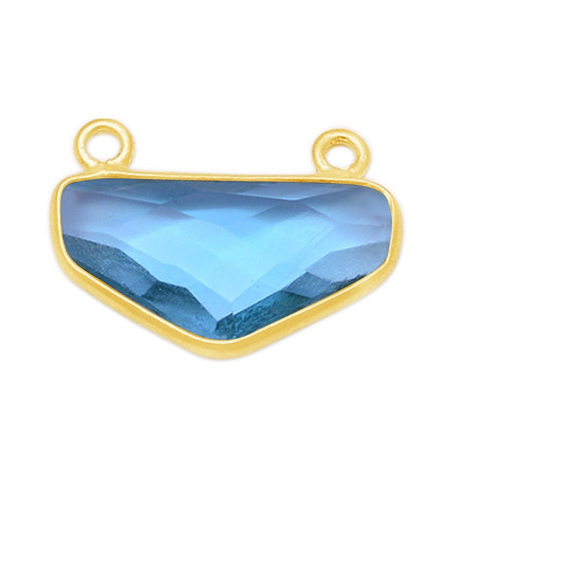 Boho Chic Blue Topaz Bezel Pendant - Handcrafted Gemstone Necklace with 24kt Gold Plating