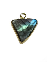 Labradorite Triangle Pendant - Boho Chic Gemstone Necklace with 24kt Gold Elegance