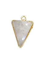 Rainbow Moonstone Stone Necklace for Jewelry Making 15X20mm 18X25mm Triangle Bezel Charms Pendants 24K Gold Plated Over 925 Sterling Silver