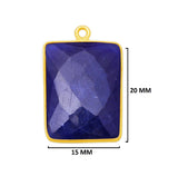 Sodalite Stone Necklace for Jewelry Making 10X40mm 15X20mm 8X30mm Rectangle/Bar Bezel Charm Pendant 24K Gold Plated Over 925 Sterling Silver
