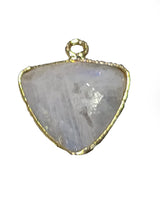 Rainbow Moonstone Stone Necklace for Jewelry Making 15X20mm 18X25mm Triangle Bezel Charms Pendants 24K Gold Plated Over 925 Sterling Silver