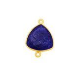 Sodalite Triangle Bezel Charm: 24K Gold Plated Sterling Silver Connector