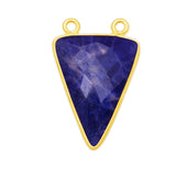 Sodalite Triangle Bezel Charm: 24K Gold Plated Sterling Silver Connector