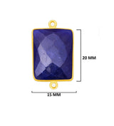 Sodalite Stone Necklace for Jewelry Making 10X40mm 15X20mm 8X30mm Rectangle/Bar Bezel Charm Pendant 24K Gold Plated Over 925 Sterling Silver