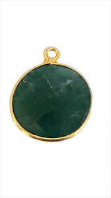 Emerald Coin/Round Pendant - Boho Chic Gemstone Necklace with 24kt Gold Elegance