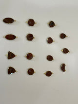 Brown Jasper Stone Necklace for Jewelry Making 15mm 15X20mm 18X25mm Triangle Bezel Charms Pendants Connectors 24K Gold Plated Over Silver
