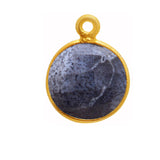 Dendrite Opal Coin/Round Pendant - Boho Chic Gemstone Necklace with 24kt Gold Elegance