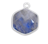 Rainbow Moonstone Hexagon Pendant - Boho Chic Gemstone Necklace with 925 Sterling Silver Elegance