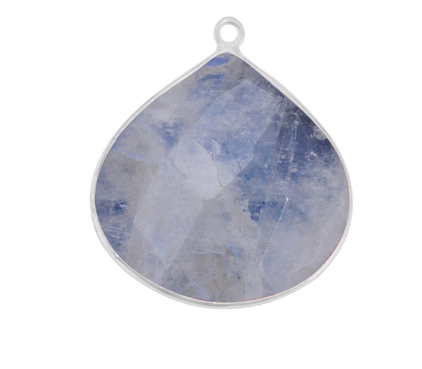 Rainbow Moonstone Heart Pendant - Boho Chic Gemstone Necklace with 925 Sterling Silver Elegance