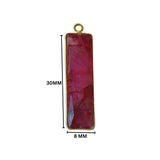 Ruby Bar Pendant, 24K Gold Plated Sterling Silver Bezel (8X30mm)