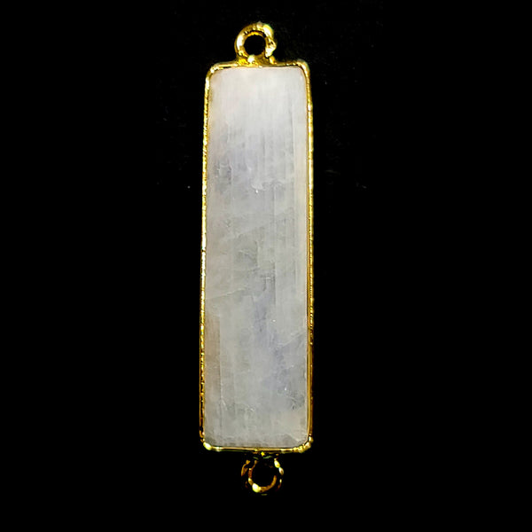 Rainbow Moonstone Bar Connector, 24K Gold Plated Sterling Silver, 8X30mm
