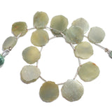 Green cat's eye handmade gemstone bead strand 30, 40, 41 carat.
