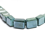 Green moonstone gemstone bead strands, tumble-shaped 4-inch long bead strand, faceted bead size 12X13.5-12X14mm, handmade gemstone bead strand 45 carats, women jewelry making necklaces, earrings, and bracelets bead strands.