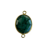 Emerald Oval Pendant - Boho Chic Gemstone Necklace with 24kt Gold Elegance