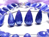 Mystic purple quartz gemstone bead strands, teardrop-shaped 4-inch long bead strand, faceted bead size 8X13-8X15mm, handmade gemstone bead strand 49 carats, women jewelry making necklaces, earrings, and bracelets bead strands.