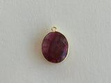 Ruby Stone Necklace for Jewelry Making 10X15 12X15 13X30 15X18 15X20 18X25 8X10 Oval Bezel Charms 24K Gold Plated Over 925 Sterling Silver