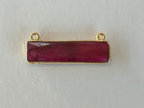 Ruby Bar Pendant, 24K Gold Plated Sterling Silver Bezel (8X30mm)