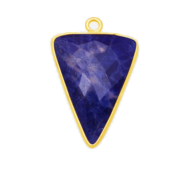 Sodalite Triangle Bezel Charm: 24K Gold Plated Sterling Silver Connector