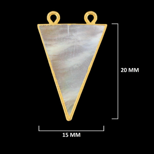 24K Gold Electroplated Mother of Pearl Triangle Charm – DIY Pendant (15mm 15X20mm 18X25mm)