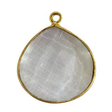 Clear Quartz Stone Necklace for Jewelry Making 20mm Heart Bezel Charms Pendants Connectors 24K Gold Plated Over 925 Sterling Silver