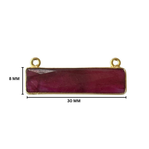 Ruby Bar Pendant, 24K Gold Plated Sterling Silver Bezel (8X30mm)